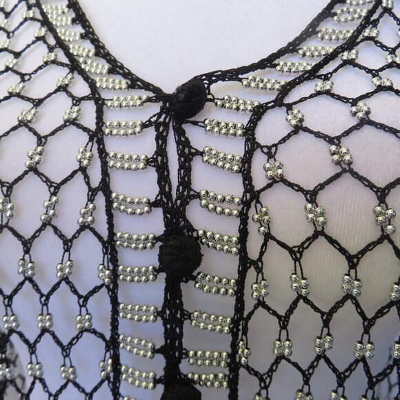 Black and Silver Beaded Slinky Net Sweater Cardigan Evening Wear..........1124 - Picture 5 of 10
